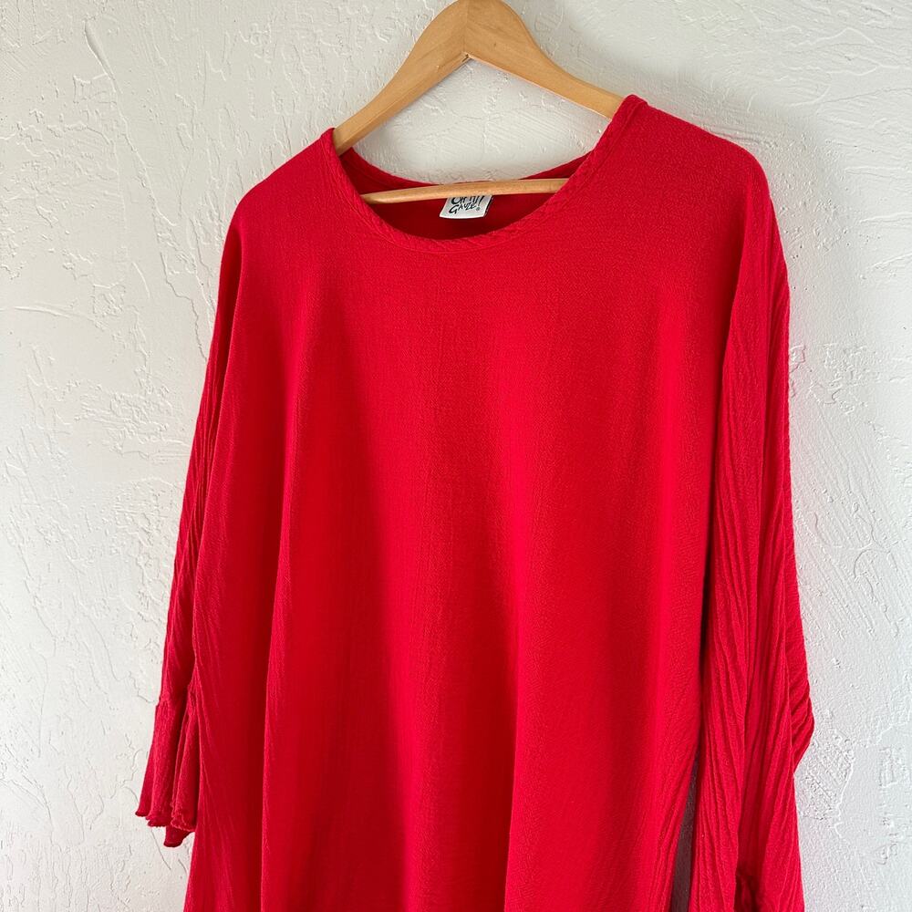 OH MY GAUZE | Womens Asymmetrical Irene Tunic Top $75 NEW Size S/M Red Lagenlook - Picture 4 of 12